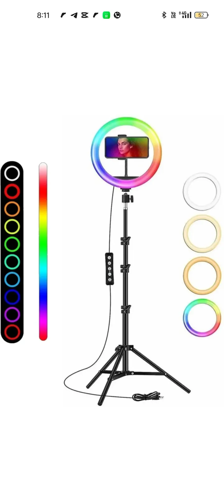 Professional LED Ring Light with Tripod Stand – Adjustable Brightness for Selfie, Video & Makeup